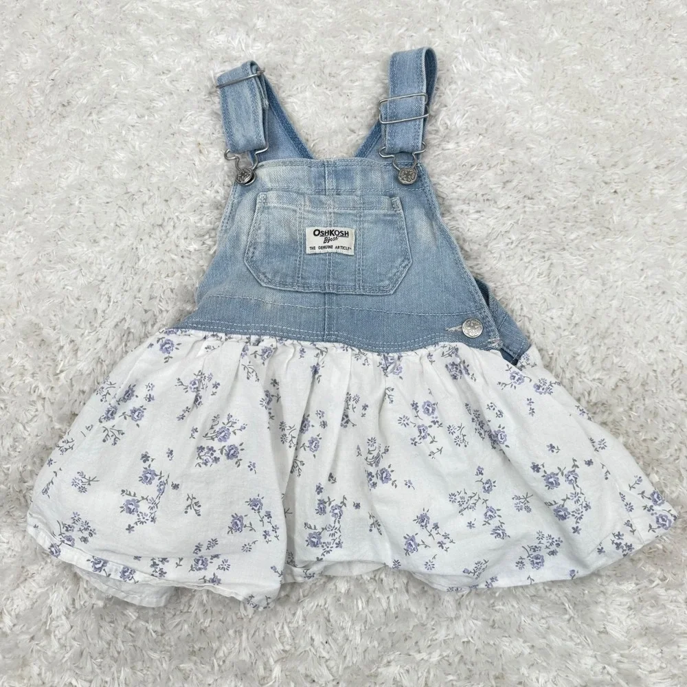 OshKosh B'Gosh 18M Girl's Overall Dress Floral Boho Jumper Ana Vine Casual